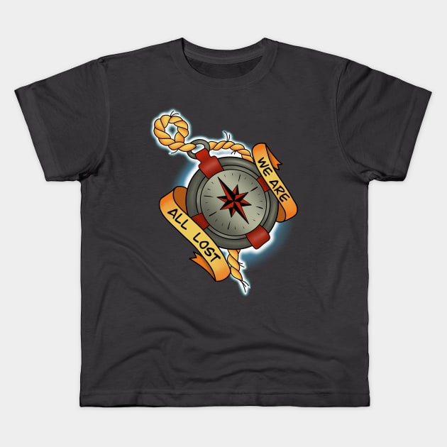 Compass design Kids T-Shirt by Inkoholic